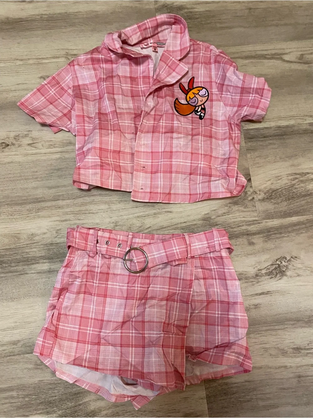 Dolls Kill x The Powerpuff Girls Pink Plaid Two piece skort set